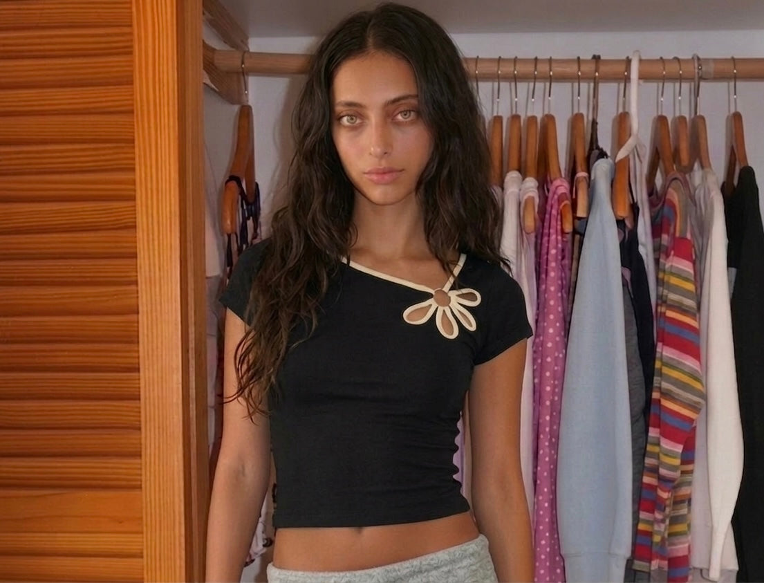 Flower Cut-Out Asymmetric Top
