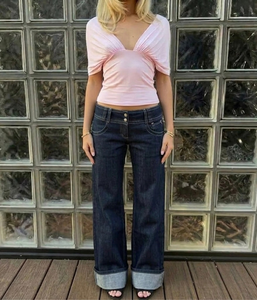 Low Waist Wide Leg Raw Denim