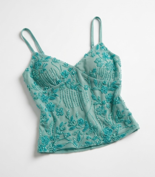 Flower Beaded Backless Bandeau Sling Top