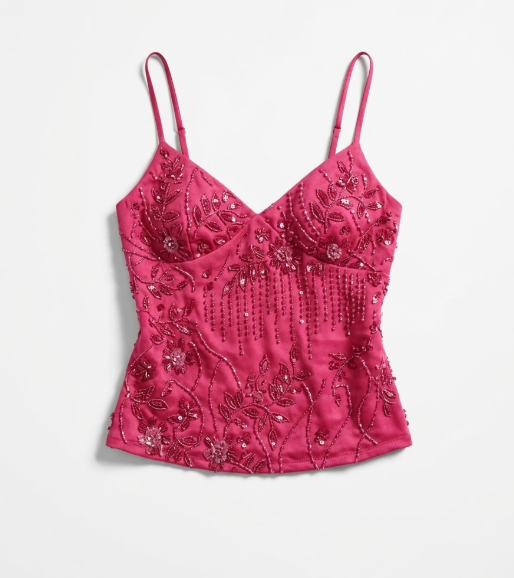 Flower Beaded Backless Bandeau Sling Top