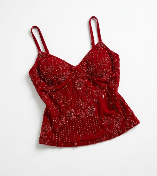 Flower Beaded Backless Bandeau Sling Top