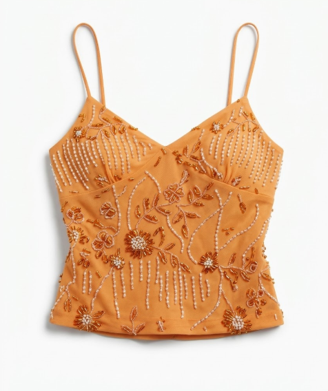 Flower Beaded Backless Bandeau Sling Top