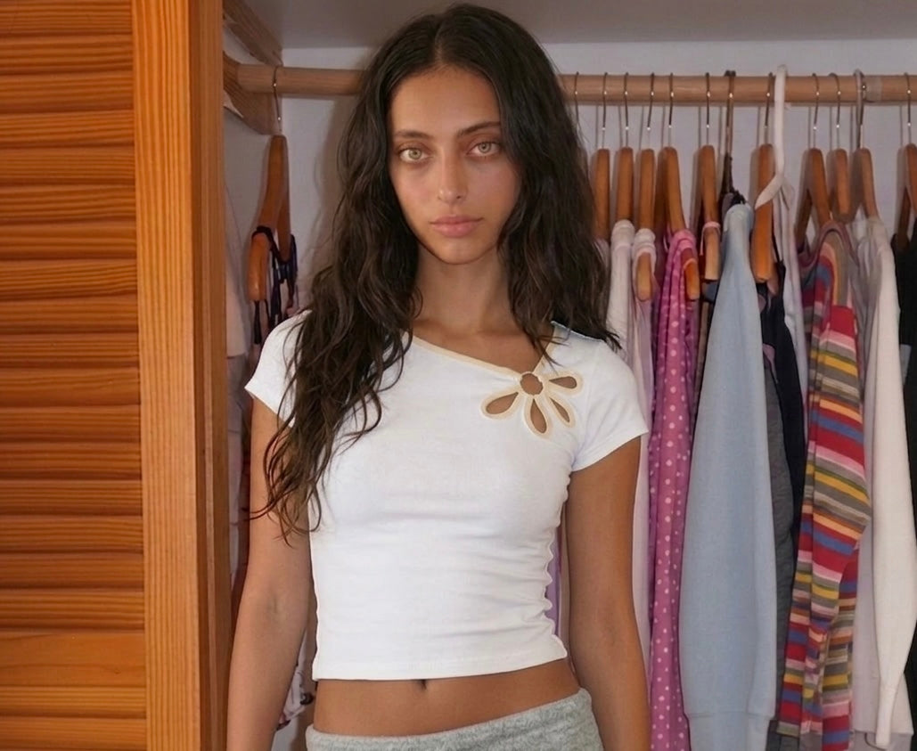 Flower Cut-Out Asymmetric Top
