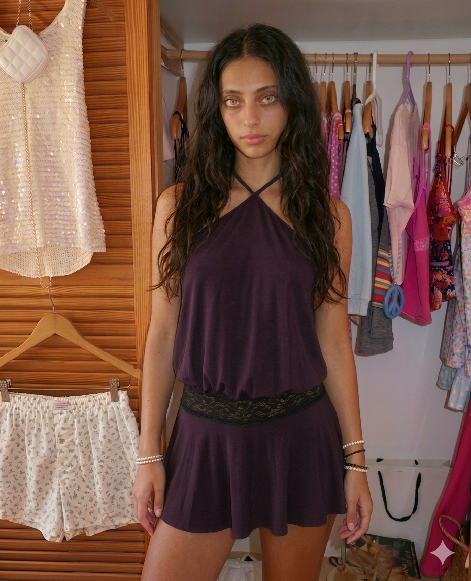 Halter Lace Mini Dress