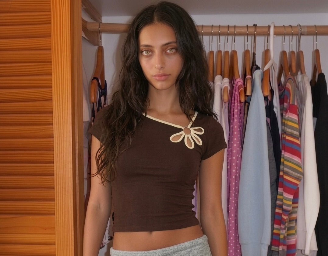 Flower Cut-Out Asymmetric Top