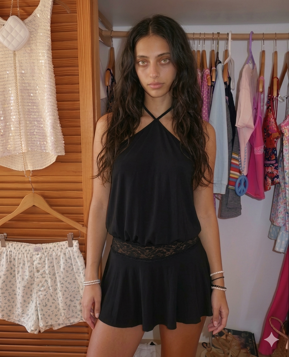 Halter Lace Mini Dress