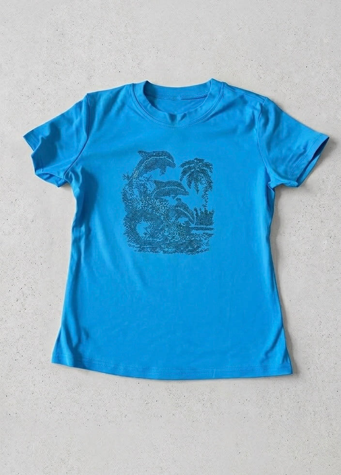 Dolphin Rhinestone Graphic Baby Tee