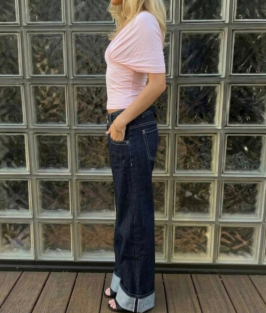 Low Waist Wide Leg Raw Denim